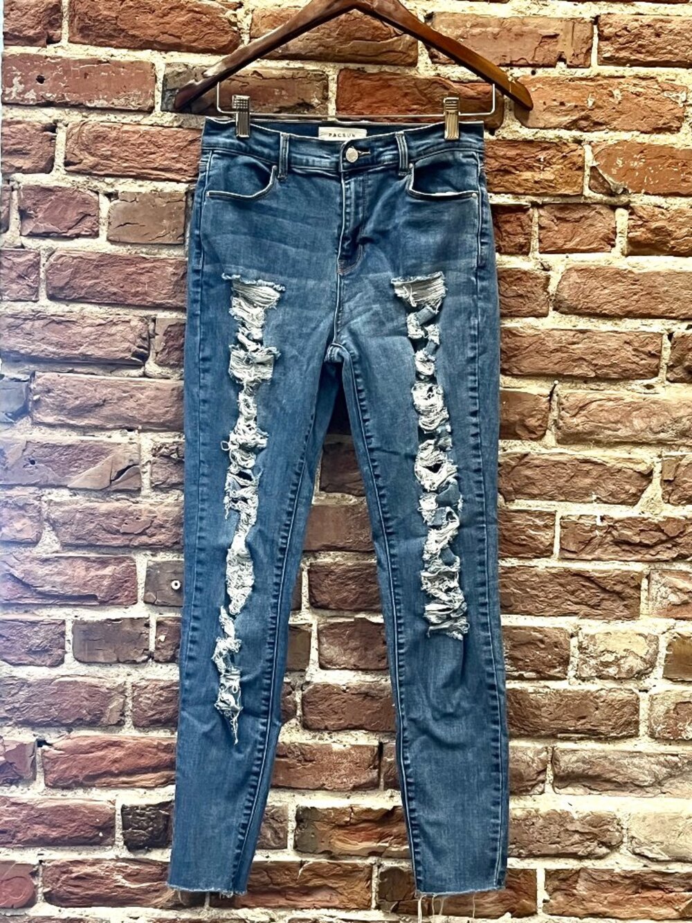Pacsun High-Rise Ankle Jegging Distressed Ripped Stretch Denim Jean Sz 27 L